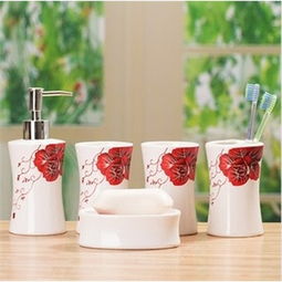 普潤(rùn) 多功能陶瓷衛(wèi)浴四件套帶托盤 洗漱套裝 衛(wèi)浴件套浴室用品 陶瓷衛(wèi)浴套件衛(wèi)生間用品 綠色